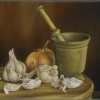 Garlic on Rustic Table